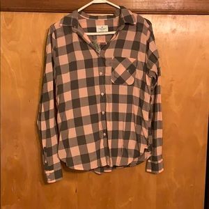 Pink and green plaid top